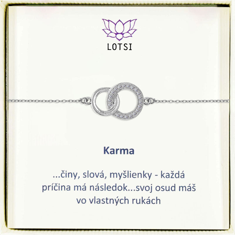 Strieborný náramok Karma