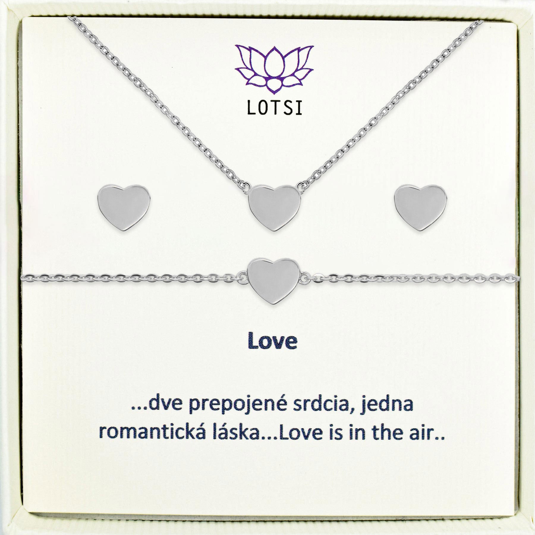 Strieboný set Love
