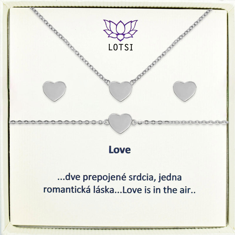 Strieboný set Love