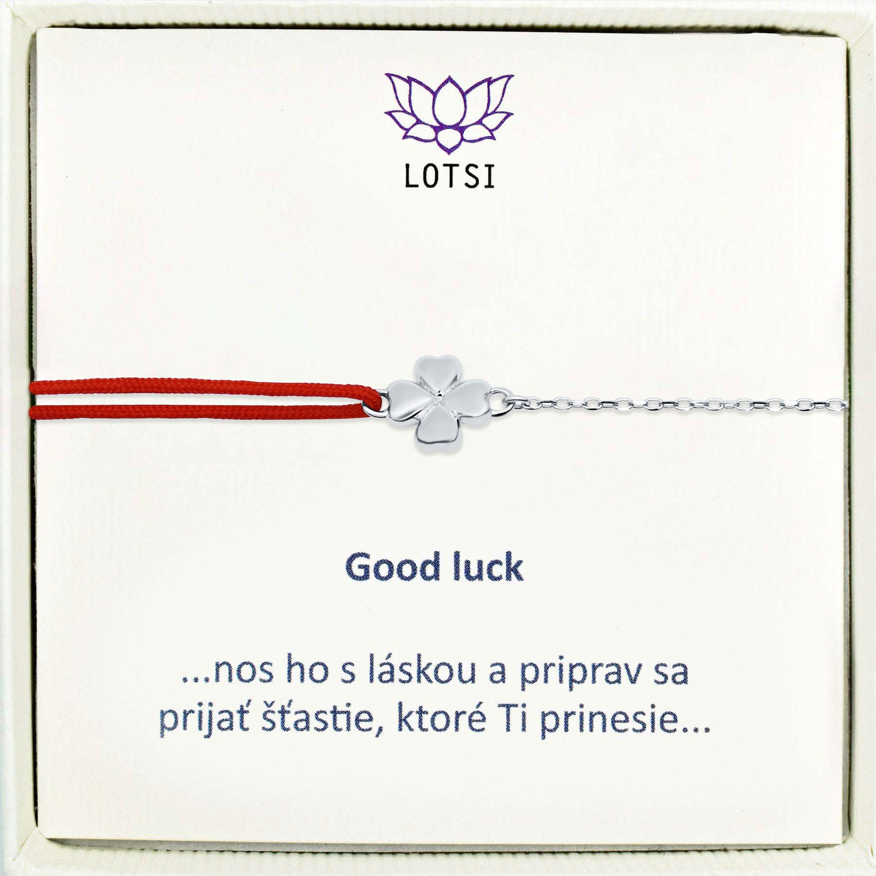 Strieborný náramok Good luck