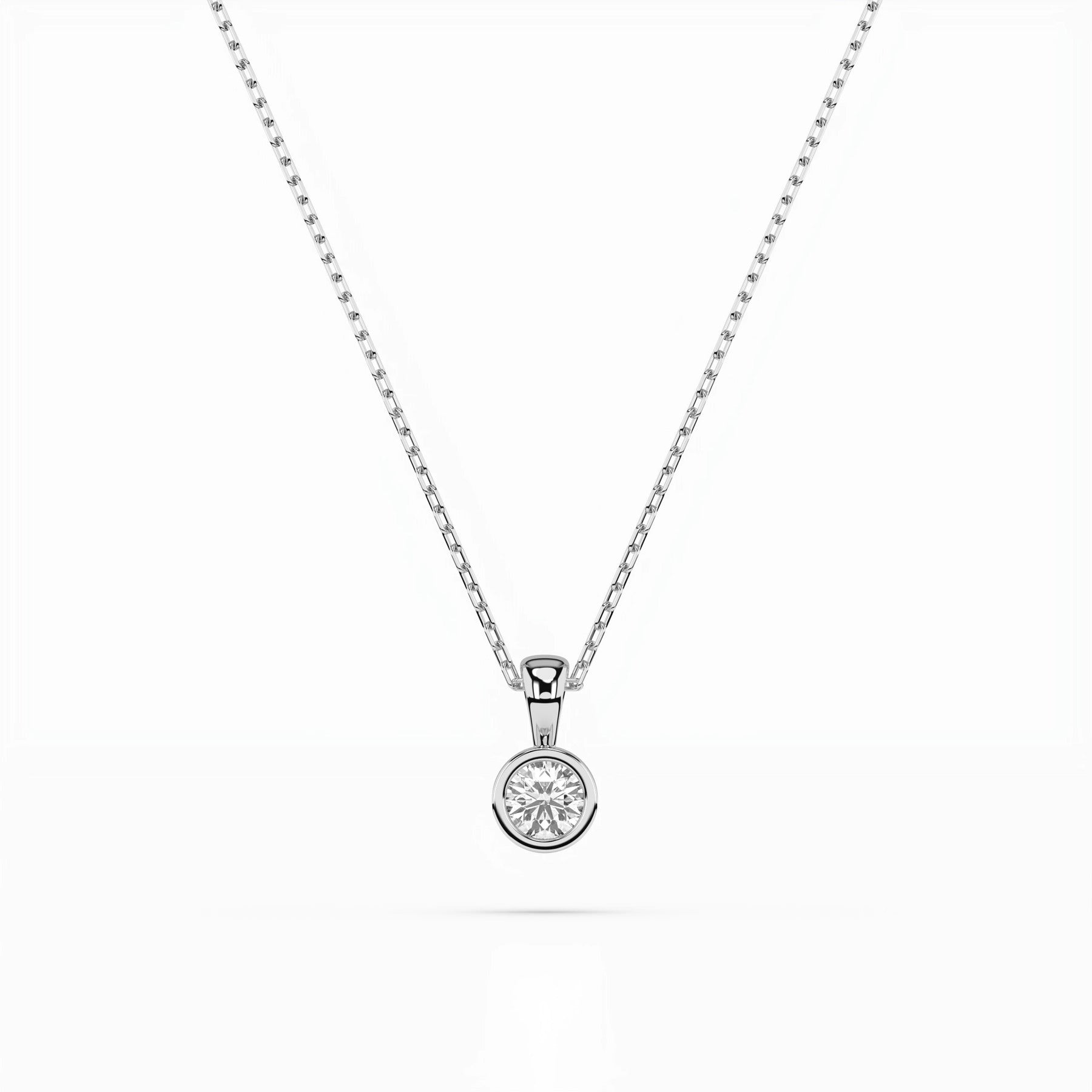 Retiazka s diamantom, biele zlato — celý náhrdelník