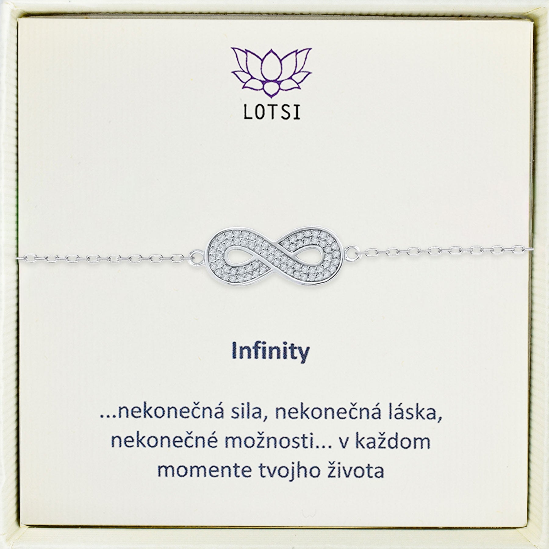 Strieborný náramok Infinity