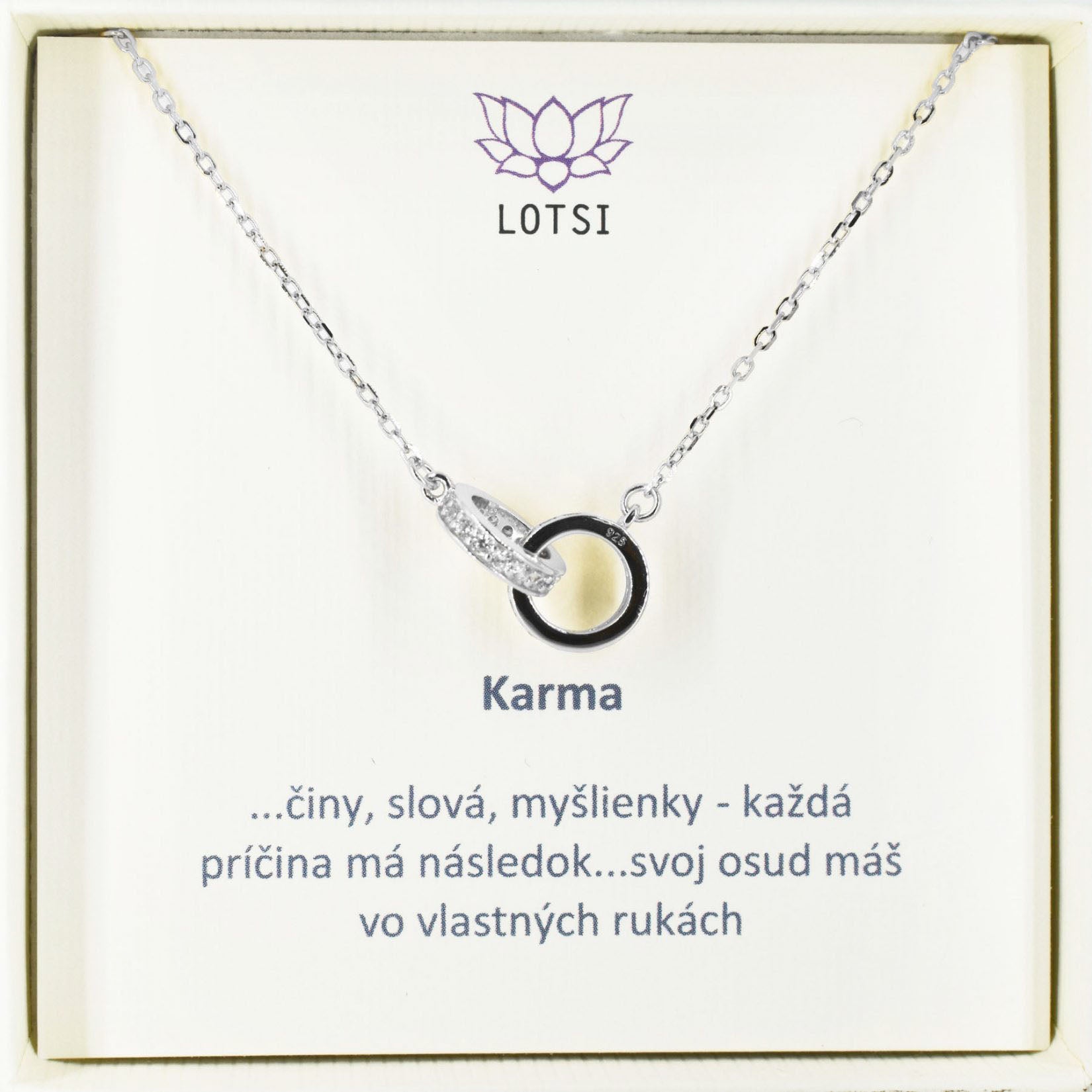 Strieborná retiazka Karma