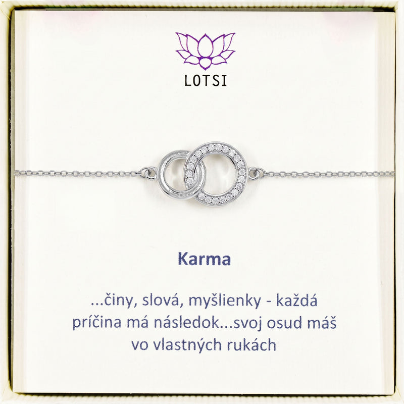 Strieborný náramok Karma