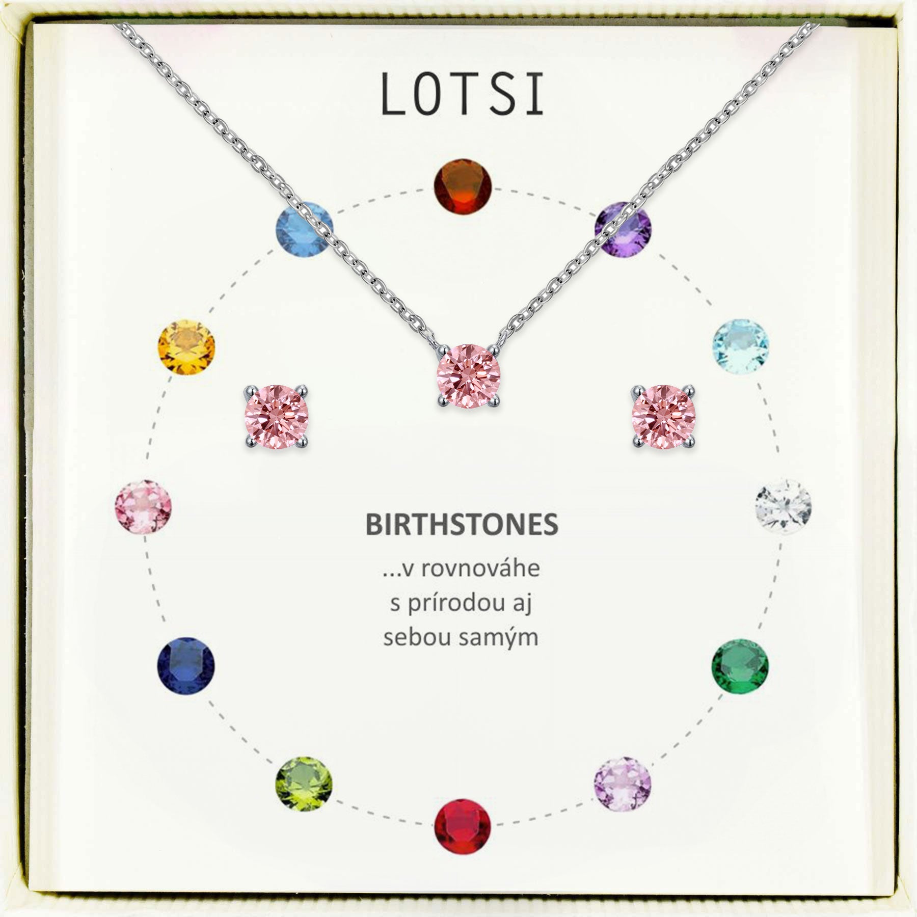 Strieborný set Birthstone