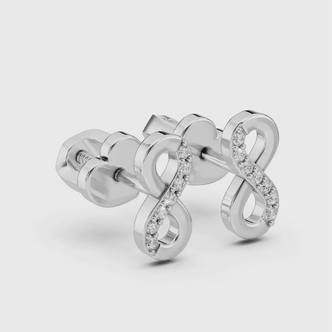 Náušnice Infinity s diamantmi, biele zlato — video